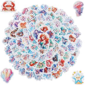100PCS Cute Mermaid Ocean Stickers for Mermaid Party Decorations Favors Supplies Waterproof Stickers for Water Bottles Phone Laptop Computer Scrapbooking Decorating