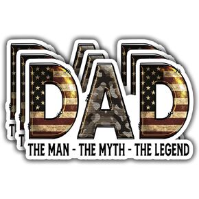 (3pcs) Dad The Man The Myth The Legend Sticker for Kindles Laptops Phone Tumbler Water Bottle Fathers Day Papa Daddy Dada Grandpa US Veteran Vinyl Decals Celebrate Gifts for Papa -3x2