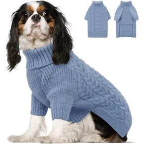 Queenmore XS Dog Sweater, Dog Christmas Sweater, Warm Soft Sweaters for Dogs Girl Boy, Knit Winter Coat for Frenchie, Dachshund, Bulldog (Blue, XS)