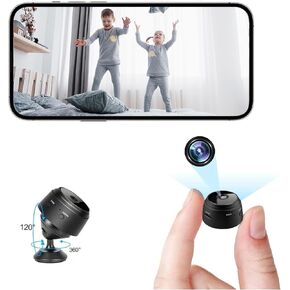 Hidden Spy Camera for Home Use, Mini Security Wireless WiFi Camera, HD 1080P Indoor/Outdoor Night Vision Nanny Cam for Baby, Pets, Compatible with Smartphone, Tablets(Video Only)