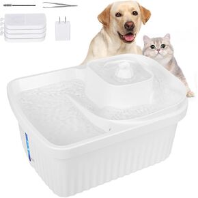 Dog Water Fountain,2.4GAL/270oz/9L Pet Cat Water Fountain, Dog Water Fountain Bowl for Extra Large,Medium,Small Dogs and Cats,Multiple Pets Family,with 4 Filters,Smart LED Pump,Cleaning Tool