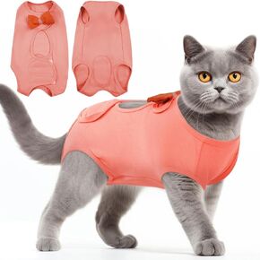 Cat Recovery Suit, Cat Onesie for Cats After Surgery Female Male, Cone of Shame Alternative Surgical Spay Suit, Cat Body Suit Preventing Cats from Licking Wounds Weaning Neuter Purple L