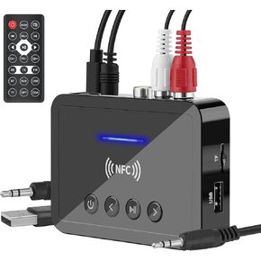 Bluetooth Audio Adapter Bluetooth 5.1 Audio Receiver HiFi for Music Streaming Sound System Wireless Audio Adapter Stereo AUX RCA Works with Smart Phones and Tablets, Wireless Adapter for Speakers