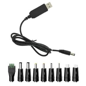 5V USB to 12V DC Charging Cable,Universal Power Cord for Toys,Watches,Fan,Speaker,Headset,Monitor,Table Lamp,Phones,LED Light Strip Router,DC 5.5 x 2.1mm with 9 Connector 3.3FT