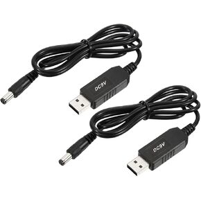 YOKIVE 2 Pcs DC 5V to DC 9V USB Step Up Voltage Converter, Power Cable with DC Jack 5.5mm x 2.5mm, Great for Routers, Car Driving Recorder (Black, 6W 1A)