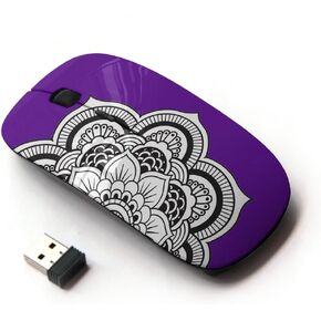 Graphic4You Mandala Flower (Purple) Ergonomic Wireless Mouse with Nano Receiver