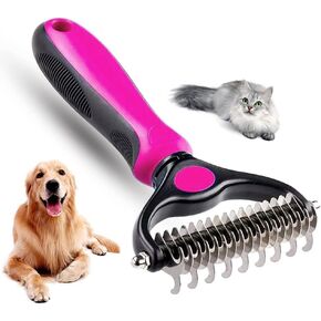 Undercoat Rake for Dogs Cats, Dog Shedding Brush for Long Haired Dogs, Double Sided Dog Deshedding Brush, Undercoat Brush for Dogs, Pet Grooming Brush for Dematting in Saudi Arabia