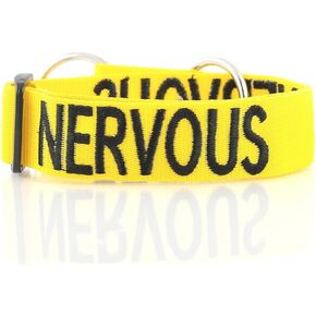 Nervous Yellow Color Coded L-XXL Semi-Choke Dog Collar (Give Me Space) Prevents Accidents by Warning Others of Your Dog in Advance