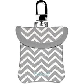 AirPods Carrying Case with Keychain, Soft Neoprene Earbud Holder, Compact Earphones Sleeve for Apple Headphones, Grey Chevron