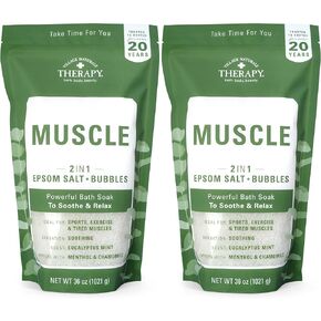Village Naturals Therapy Cold & Allergy Foaming Body Soak, Epsom Salt, Essential Oils, Soothing Bubbles, Sea Salt 36 oz, Pack of 2