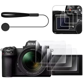 [3+3Pack] for Nikon Z6III Tempered Glass Screen+PET Top Scrren Protector,for Nikon Z6 III LCD Protective Film Cover 9H 0.25mm Z6III Soft Shoulder Screen Protector with 1PCS Anti-Loss String