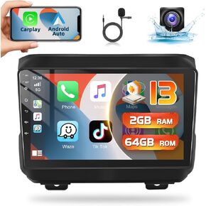 Podofo Car Stereo for Jeep Wrangler JL 2018-2021 Gladiator JT 2020-2021 with Apple CarPlay Android Auto, 9" Touch Screen Bluetooth Radio Audio with GPS Navigation Mirror Link WiFi RDS Backup Camera