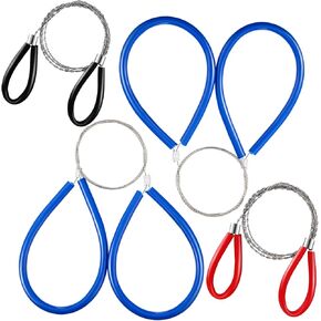 4 Pcs Stainless Steel Cable Saw, Metal Wire Saw Hand Pocket String Rope Saw Emergency Survival Saw PVC Pipe Cutting Tool for Wood Camping Hiking Hunting, Red, Black, 23.62 Inch