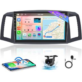 for Jeep Grand Cherokee 2004-2007 Radio, 8 Core 4+64GB Android 13 Car Stereo 10.1 Inch IPS Touchscreen Car Radio with Wireless Carplay Android Auto 59UI GPS WiFi 32EQ DSP Backup Camrea