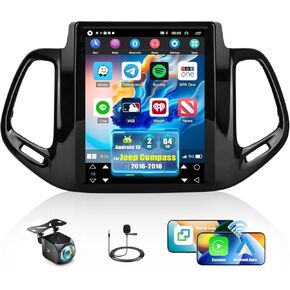 2G+64G Android 13 Car Stereo for Jeep Compass 2016-2018 with Wireless Carplay Android Auto,9.7" HD Touch Screen Jeep Compass Car Radio with GPS/WiFi,Bluetooth,FM/RDS Radio,HiFi,SWC+AHD Backup Camera