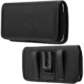 Holster Belt Case for TCL K11 T432W, TCL K11 T432W Case, Nylon Holster Carrying Pouch Belt Case with Card Holder Sleeve for TCL K11 T432W Black