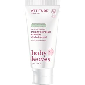 ATTITUDE Baby & Child Fluoride-Free Training Toothpaste, Natural, Vegan & EWG Top Scoring, Strawberry, 2.5 Oz (16721)