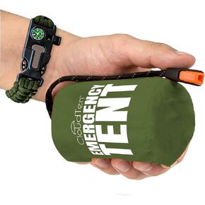 CloudTen Survival Tent with Paracord Bracelet & Nylon Bag. Compact, Waterproof Emergency Life Tent for Survival, Outdoor Shelter & Emergency Kits. Easy Setup, Lightweight, & Durable.