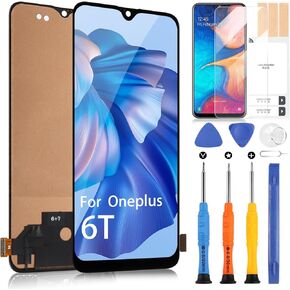 for Oneplus 6T Screen Replacement for One Plus 6T LCD Display Digitizer A6010 A6013 Touch Screen Assembly Repair Parts with Tools(Not Support Fingerprint)