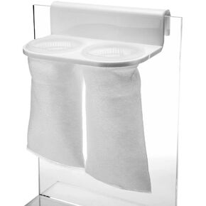 Pssopp Aquarium Filter Bag Bracket Fish Double Hole Filter Socks Holder Acrylic Filter Bag Support White