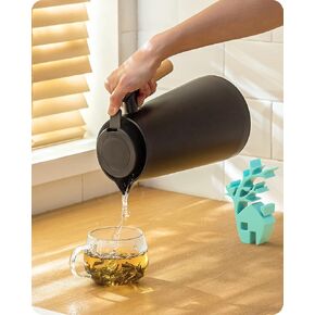 Baffect Thermal Carafe, 34oz Thermal Vacuum Carafe with Glass Liner and Wood Handle Insulated Coffee Carafe for Coffee Tea Hot or Cold Drinks(1 Liter, White)