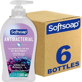 Softsoap Antibacterial Liquid Hand Soap, Sensitive Rosewater and Aloe scent Hand Soap, 11.25 Fl Oz (Pack of 6)