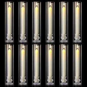 6 Pcs 2.5" W x 12" H Hurricane Candle Holder Sleeve Bottomless Glass Cylinder Candleholder Tall Candle Glass Cover Clear Open Ended Candle Wedding Decor Home Wedding Christmas Table in Kuwait