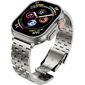 سوار تيتانيوم الترا/الترا 2 متوافق مع ساعة ابل للرجال 49 ملم 46 ملم 45 ملم 44 ملم 42 ملم، قابل للتعديل لسلسلة iWatch Ultra Band 10/9/8/7/6/5/4/3/2/1/SE (TI-Titanium03) in Kuwait