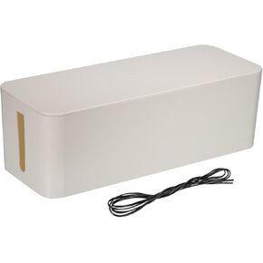 MECCANIXITY Cable Management Box PS Cord Organizer Box with Tie to Hide Wires & Power Strips Desk TV Computer Cable Organizer Box for Home/Office Large Size Gray