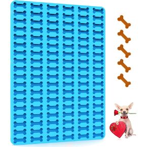 Mini Dog Bone Silicone Molds with Scraper - Bake or Freeze Adorable Homemade Dog Treats in Dog Bone Shapes (S)