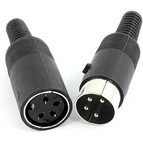 uxcell Pair Black Plastic Male + Female 4-Pin DIN Adapter Connector 6mm
