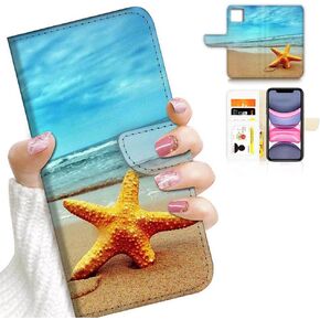 For iPhone 11, Fashion Flower Scene Flamingo Dragonfly Flip Wallet Phone Case Cover AD006 (#24911 Purple Dragonfly)