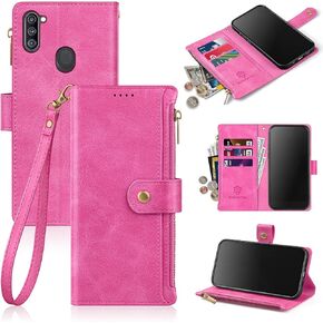Antsturdy Compatible with Samsung Galaxy A11 Wallet case with Card Holder for Women Men Phone case RFID Blocking PU Leather Flip Shockproof Cover with Strap Zipper Credit Card Slots,Purple in Kuwait
