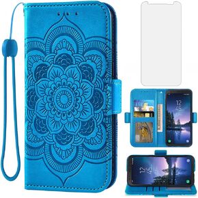 Asuwish Compatible with Samsung Galaxy S8 Active Wallet Case and Tempered Glass Screen Protector Flip Cover Credit Card Holder Cell Phone Cases for Glaxay S8Active 8s S 8 8Active G892A Women Men Gray
