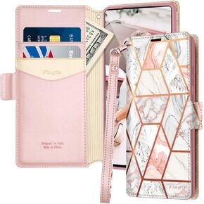 Fingic Samsung Note 20 Case, Note 20 Wallet Case, Rose Gold Marble PU Leather Wallet Case 2 ID Credit Cards Slots Holder Side Pocket Kickstand Feature Flip Case Cover for Galaxy Note 20 6.7 inch 2020