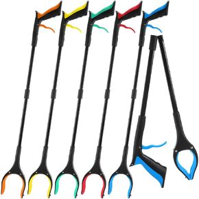 6 Pack Grabber Reacher Tool for Elderly, 32" Foldable Pick up Stick Grabber Long Handy Mobility Aids Lightweight Reaching Tool for Trash Claw Pick up Stick Arm Extension Litter Picker, 5 Color