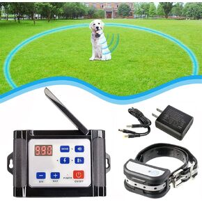 Wireless Dog Fence Pet Containment System, Covers up to 1/2 Acre, for Dogs over 8 lb, Waterproof Rechargeable Training Collar Receiver with Tone / Static Correction, Dog Boundary Container ,for 3 dogs