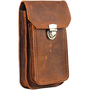 PACKOVE Mens Phone Holster Mens Waist Bag Leather Cell Phone Holster Leather Phone Pouch Phone Holster for Belt Leather Phone Case Belt Phone Holder for Men