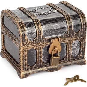 Kids Pirate Treasure Chest Plastic Pirate Vintage Treasure Box, Mini Pirate Chest Toys for Boys