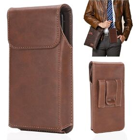 Cell Phone Holster for iPhone 16 Pro Max 16 Plus 15 Pro Max 15 Plus 14 Pro Max 14 Plus 13 Pro Max 12 Pro Max 11 Pro Max,Leather Phone Holster with Belt Loop,Coffee-Large