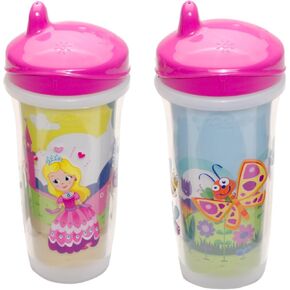 Playtex Baby Sipsters Stage 3 Hard Spout Cups, Jungle Look and Monster Madness 3D Graphics, 9 Oz, 2 Count - Spill-Proof, Leak-Proof, and Insulated