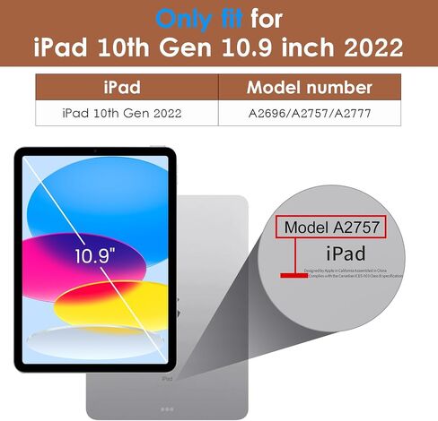 حافظة DTTO لجهاز iPad الجيل العاشر مقاس 10.9 بوصة 2022 مع حامل أقلام رصاص، غطاء ذكي بحامل من الجلد الفاخر، تنبيه/غفو تلقائي، مشبك مغناطيسي، زوايا متعددة، بني in Saudi Arabia