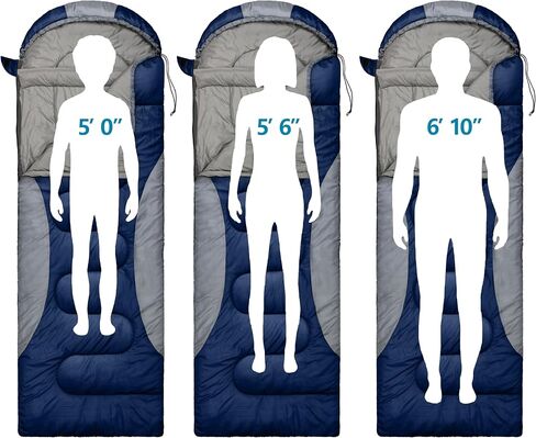 0 Degree Winter Sleeping Bags for Adults, Cold Weather Camping | Waterproof, Machine Washable, big n tall, Compression Sack, Anti-Snag Zipper, 4 Season Backpacking Hiking, Envelope w. Hoodie in Kuwait