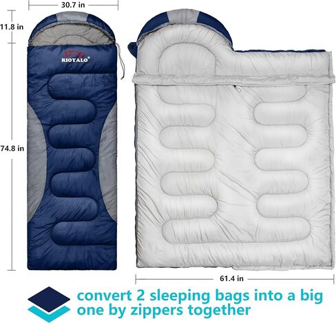 0 Degree Winter Sleeping Bags for Adults, Cold Weather Camping | Waterproof, Machine Washable, big n tall, Compression Sack, Anti-Snag Zipper, 4 Season Backpacking Hiking, Envelope w. Hoodie in Kuwait