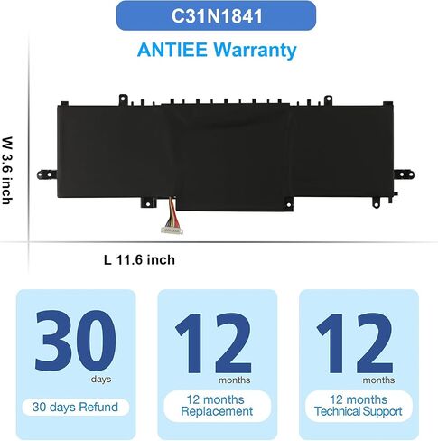 بطارية الكمبيوتر المحمول ANTIEE C31N1841 لـ ASUS ZenBook UX333FAC UX334FA UX334FL UX433FL UM433DA UX433FLC UM433IQ UM434DA UX434DA UM434IQ UX434F UX434FA UX434FL UX434FAC UX434FAW UX434IQ Q4 سلسلة 27FL Q427 in Saudi Arabia