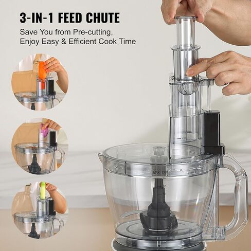 VEVOR Food Processor, 9 Cup Small Vegetable Chopper, 600 Watts 2 Speed Electric Meat Processors, 10Pcs Blade & Disc, Built-in Storage Drawer, Large Feed Chute & Pusher, Slice, Shred, Puree, dough in Saudi Arabia