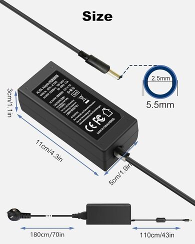 مصدر طاقة 12 فولت تيار مستمر 5 أمبير 60 واط محول تيار متردد/تيار مستمر 100-240 فولت، 50/60 هرتز 12 فولت 5 أمبير، مصدر طاقة 12 فولت 5 أمبير مع قابس مخرج تيار مستمر 5.5 مم × 2.5 مم، [9 أقدام] in Kuwait