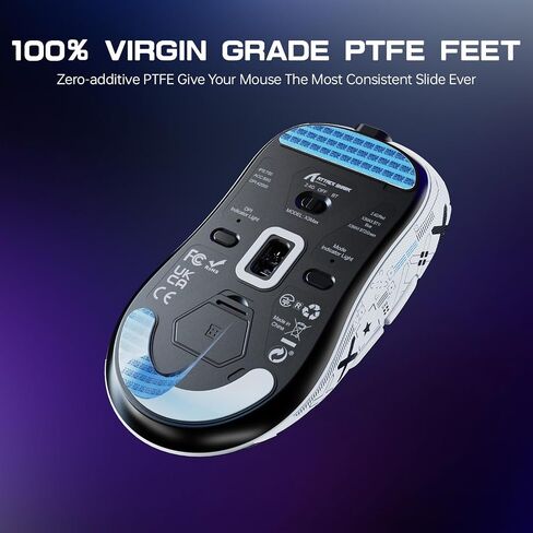 ATTACK SHARK X3MAX Esports Wireless Gaming Mouse,PixArt PAW3950 Gaming Sensor,Up to 42K DPI,100 Million Micro,49g Lightweight Tri-Mode(BT5.2/2.4Ghz/Wired) Mice with Coiled Cable-White in Saudi Arabia