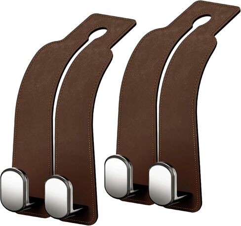 2 Pack Car Seats Hooks for Headrest, 2-in-1 Premium Leather Car Headrest Hanger with Metal Hooks, Car Seat Back Storage Hooks for Purses, Handbags, Phone in Saudi Arabia