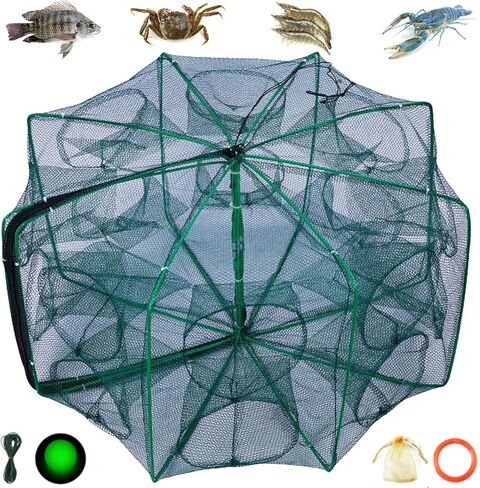 The Magic Foldable Fishing Trap, Folding Fishing Net，2024 Upgrade Auto-Foldable Strengthened Fishing Trap Net, Minnow Traps for Bait Fish，Fish Traps，Crawfish Trap，Minnow Trap in Saudi Arabia